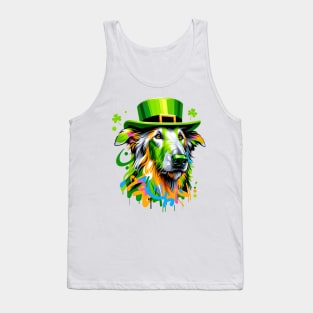 Sloughi Enjoys St. Patrick's Day in Leprechaun Hat Tank Top